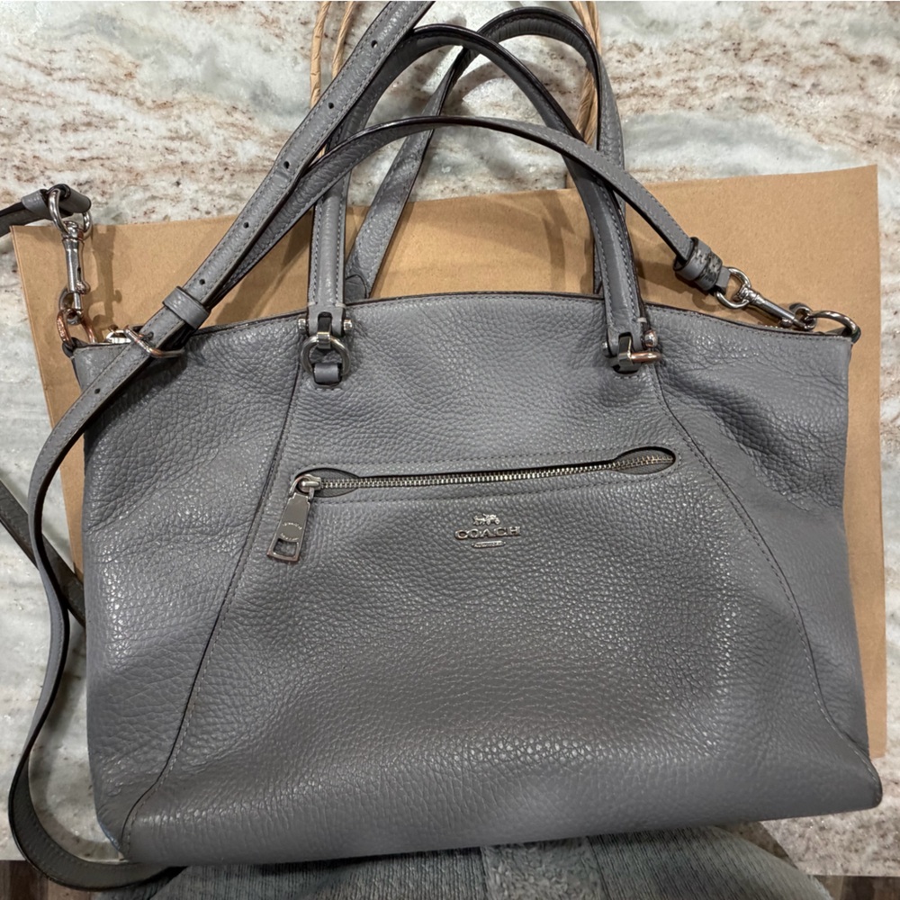 Coach Gray Prairie Satchel Leather Tote Bag